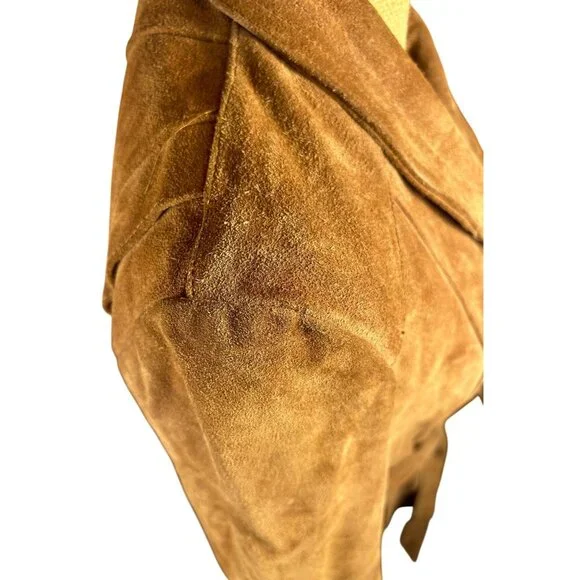 Vintage Brown Suede Womens Blazer Jacket By Bermans Size 14 - Picture 14 of 14